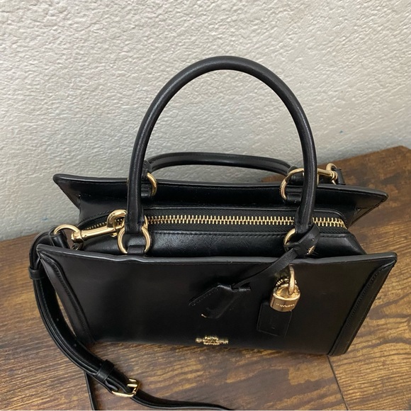 Coach Zoe Black Satchel with Gold Accents - Picture 3 of 15
